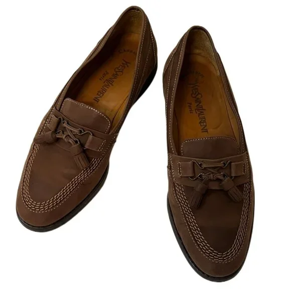 靴 Yves Saint Laurent Tassel loafers BROWN Luxurious Brown Tassel Loafer for All-Day Elegance